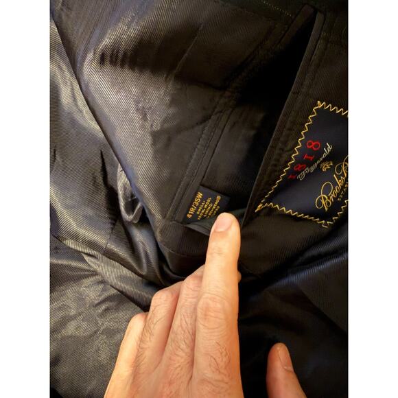 Brooks Brothers Fitzgerald Wool Navy Blue Striped Blazer Loro Piana USA 41R 40R - Picture 5 of 6